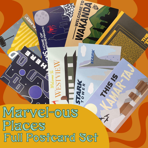 FULL SET Marvel-ous Places Postcards // Avengers Postcard Print