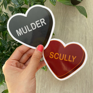 Scully and Mulder X Files Conversation Heart Sticker