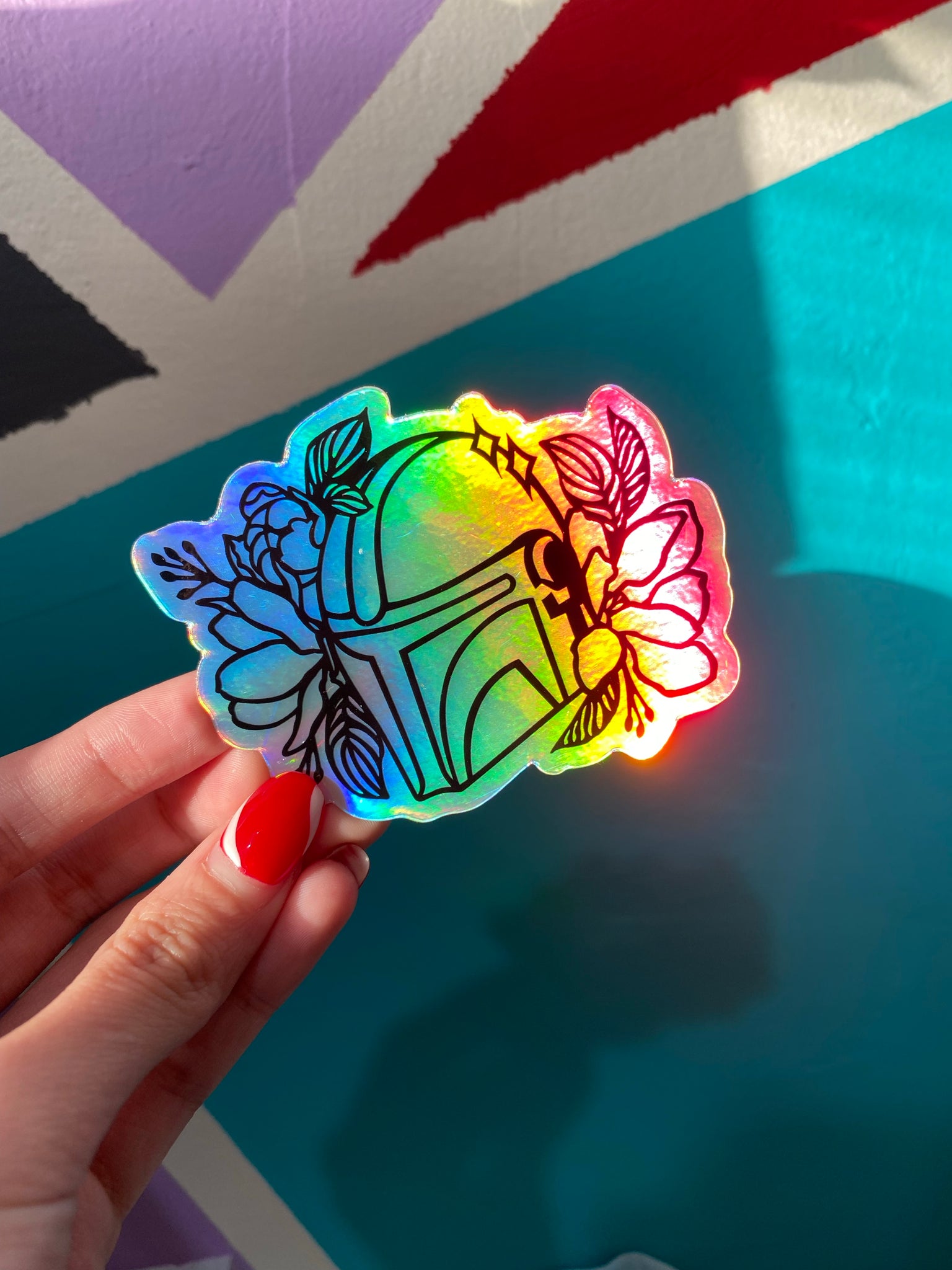 Floral Mando Holographic Sticker