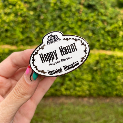 Happy Haunt || Haunted Mansion Name Tag Pin