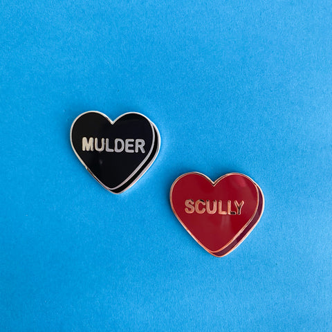 Mulder || Scully || X-Files Inspired Conversation Heart Pins