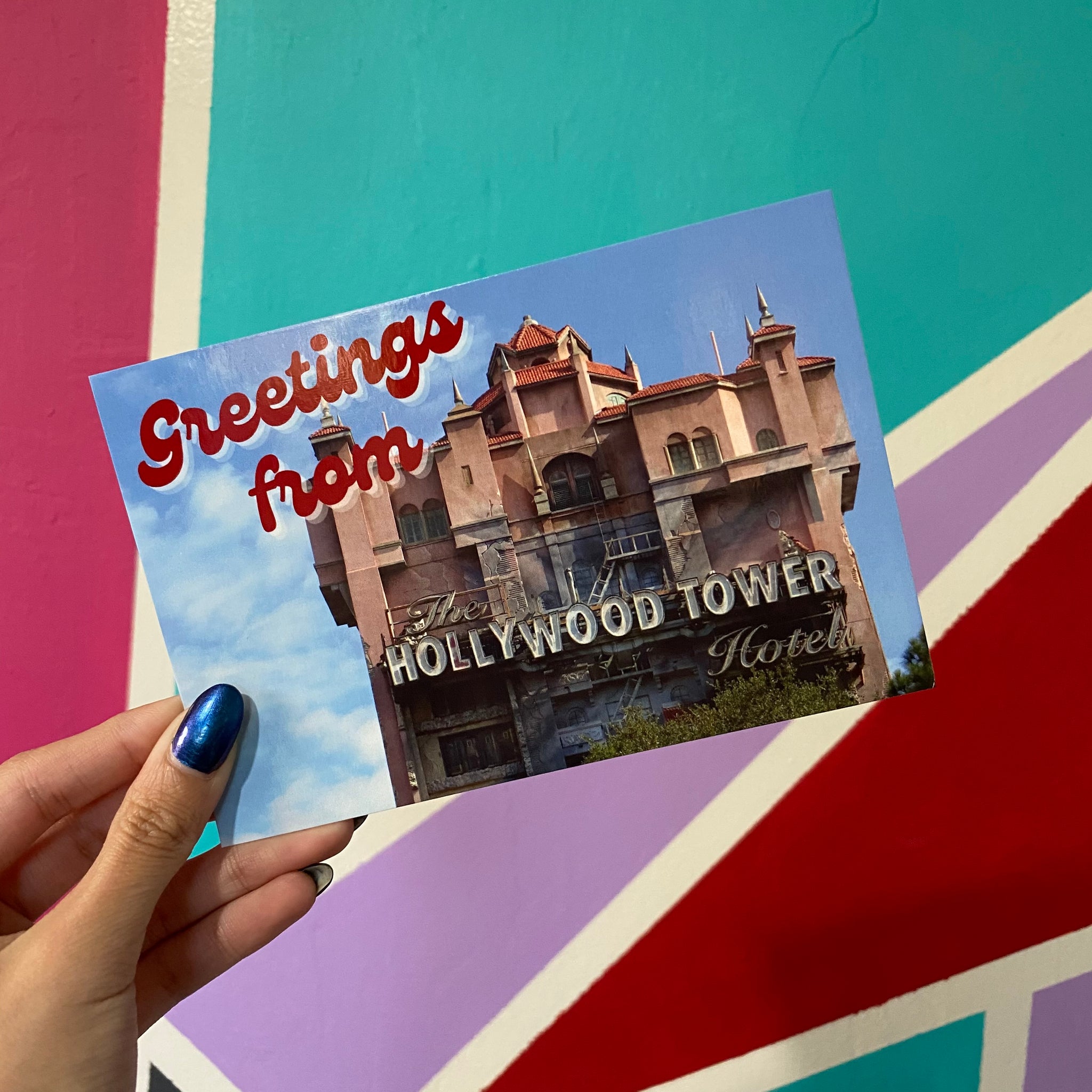 Greetings from Hollywood Tower Hotel // Tower of Terror Postcard Print